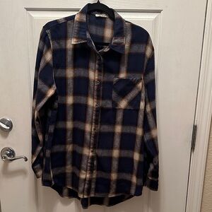 LA MIEL Navy and Brown Plaid Shirt